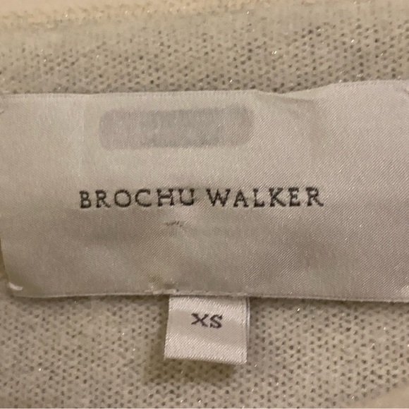 Brochu Walker Dunne Cashmere Metallic Pullover Sweater Size XS Cream-Ivory - Picture 6 of 12